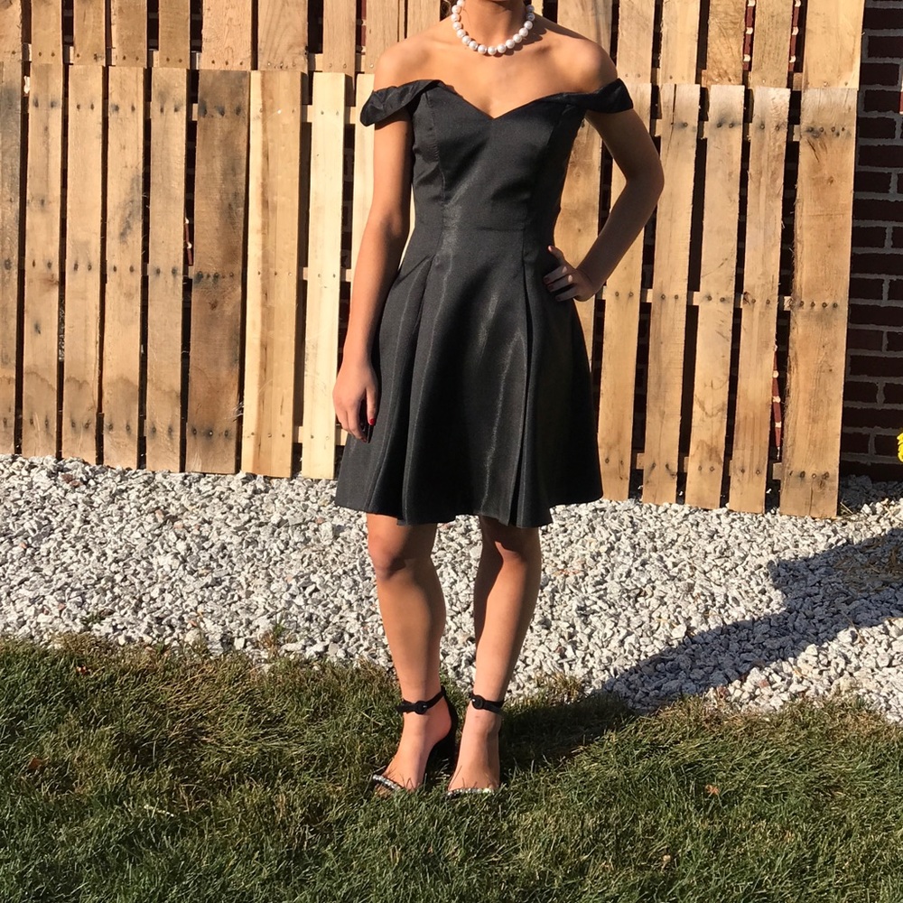 Sherri Hill Black Off the Shoulder Classic Dress